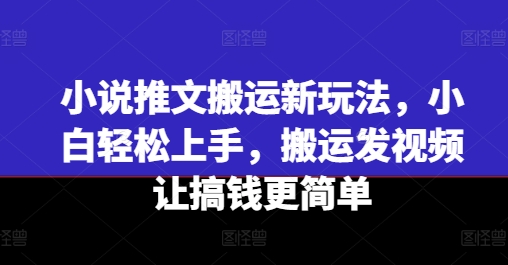 小说推文搬运新玩法，小白轻松上手，搬运发视频让搞钱更简单-闪越社