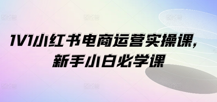 1V1小红书电商运营实操课，新手小白必学课-闪越社