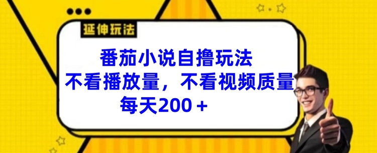 番茄小说自撸玩法，不看播放量，不看视频质量，每天200+【揭秘】-闪越社