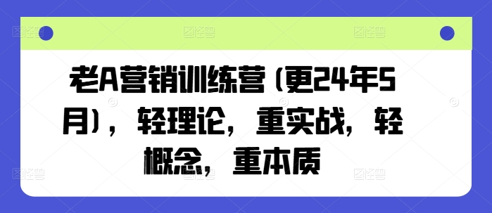 老A营销训练营(更24年6月)，轻理论，重实战，轻概念，重本质-闪越社