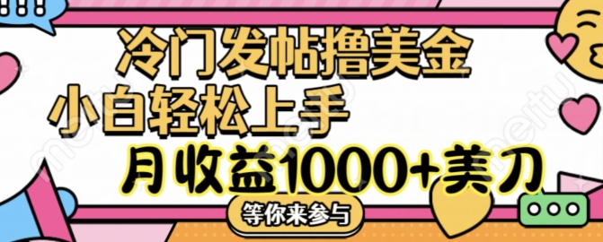 冷门发帖撸美金项目，月收益1000+美金，简单无脑，干就完了【揭秘】-闪越社