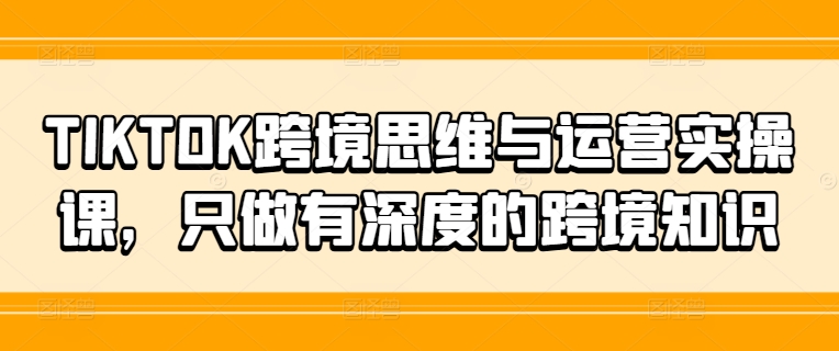 TIKTOK跨境思维与运营实操课，只做有深度的跨境知识-闪越社