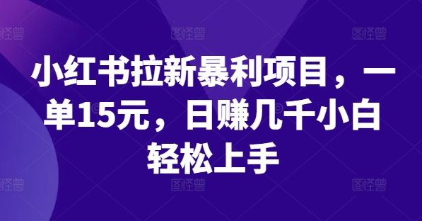 小红书拉新暴利项目，一单15元，日赚几千小白轻松上手【揭秘】-闪越社