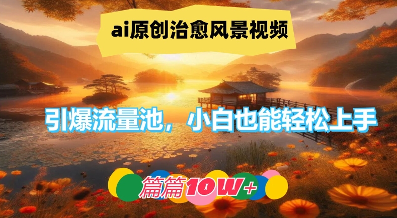 ai原创治愈风景视频，引爆流量池，小白也能轻松上手，篇篇10w+【揭秘】-闪越社