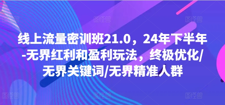 线上流量密训班21.0，24年下半年-无界红利和盈利玩法，终极优化/无界关键词/无界精准人群-闪越社