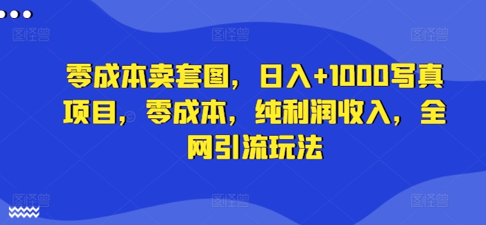 零成本卖套图，日入+1000写真项目，零成本，纯利润收入，全网引流玩法-闪越社