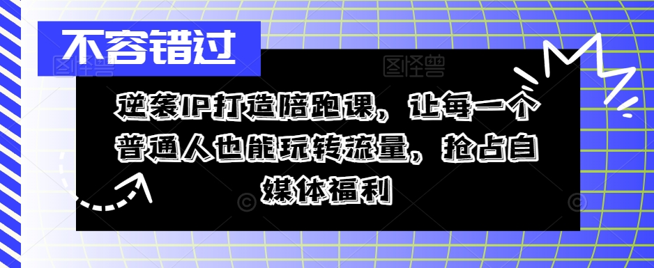 逆袭IP打造陪跑课，让每一个普通人也能玩转流量，抢占自媒体福利-闪越社