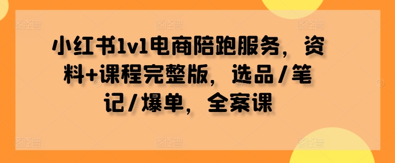 小红书1v1电商陪跑服务，资料+课程完整版，选品/笔记/爆单，全案课-闪越社