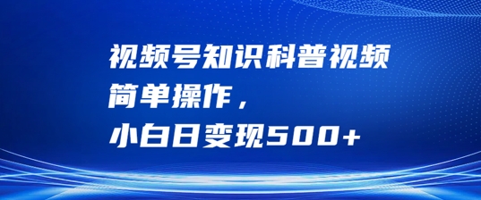 视频号知识科普视频，简单操作，小白日变现500+【揭秘】-闪越社